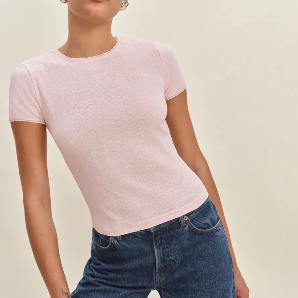 Reformation Lucas Pointelle Top Pink - Size XS NWT